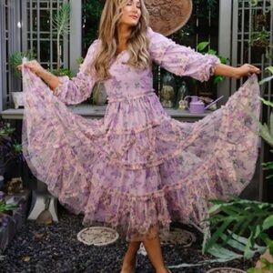 Ivy City Co Lavender Floral Long Sleeve Dress